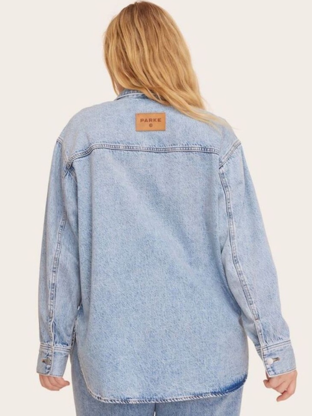 Parke x Target Medium light Wash Women's Long Sleeve Denim Shacket XL NWT